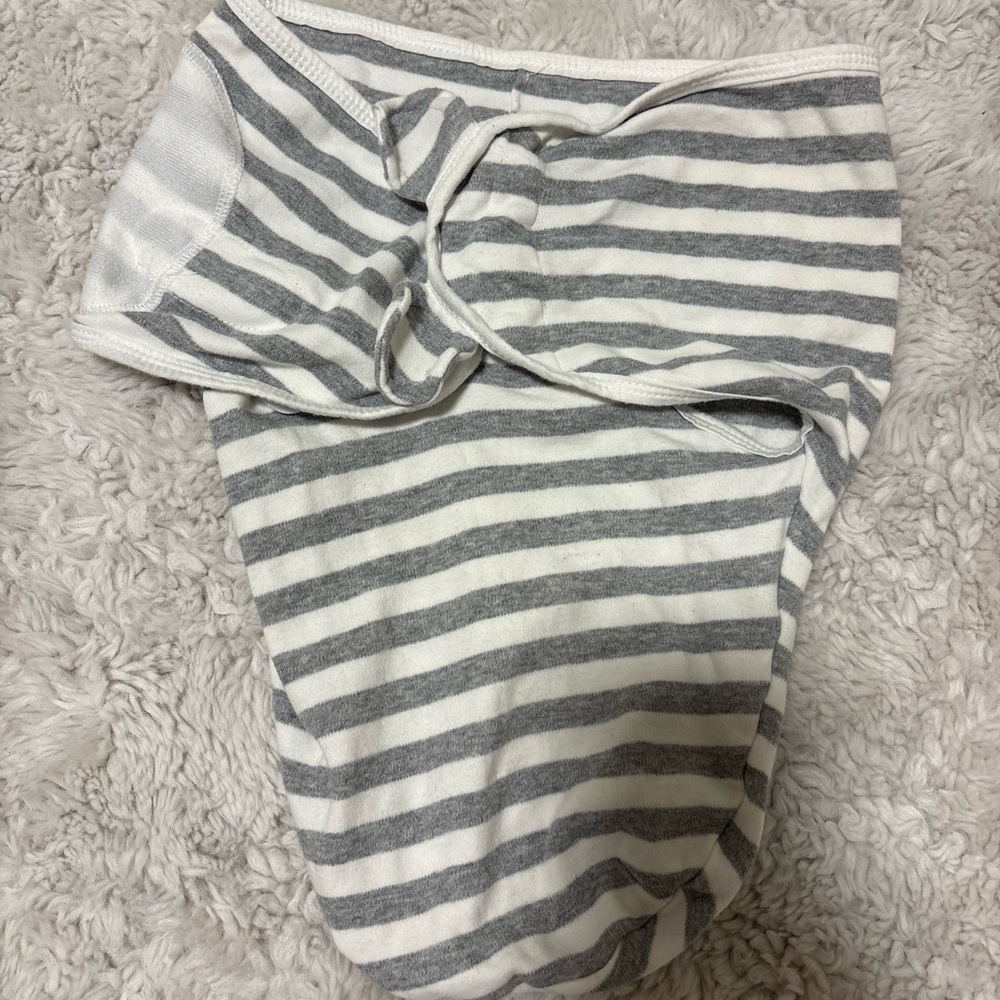 Gray and White Striped Baby swaddle